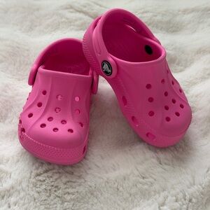Bright Pink Iconic CROCS Toddler Clogs- Comfortable Shoes with Crocodile Detail